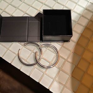 Brand New 2 inch Classic Y2K/90s Silver Hoop Earrings from The M Jewelers